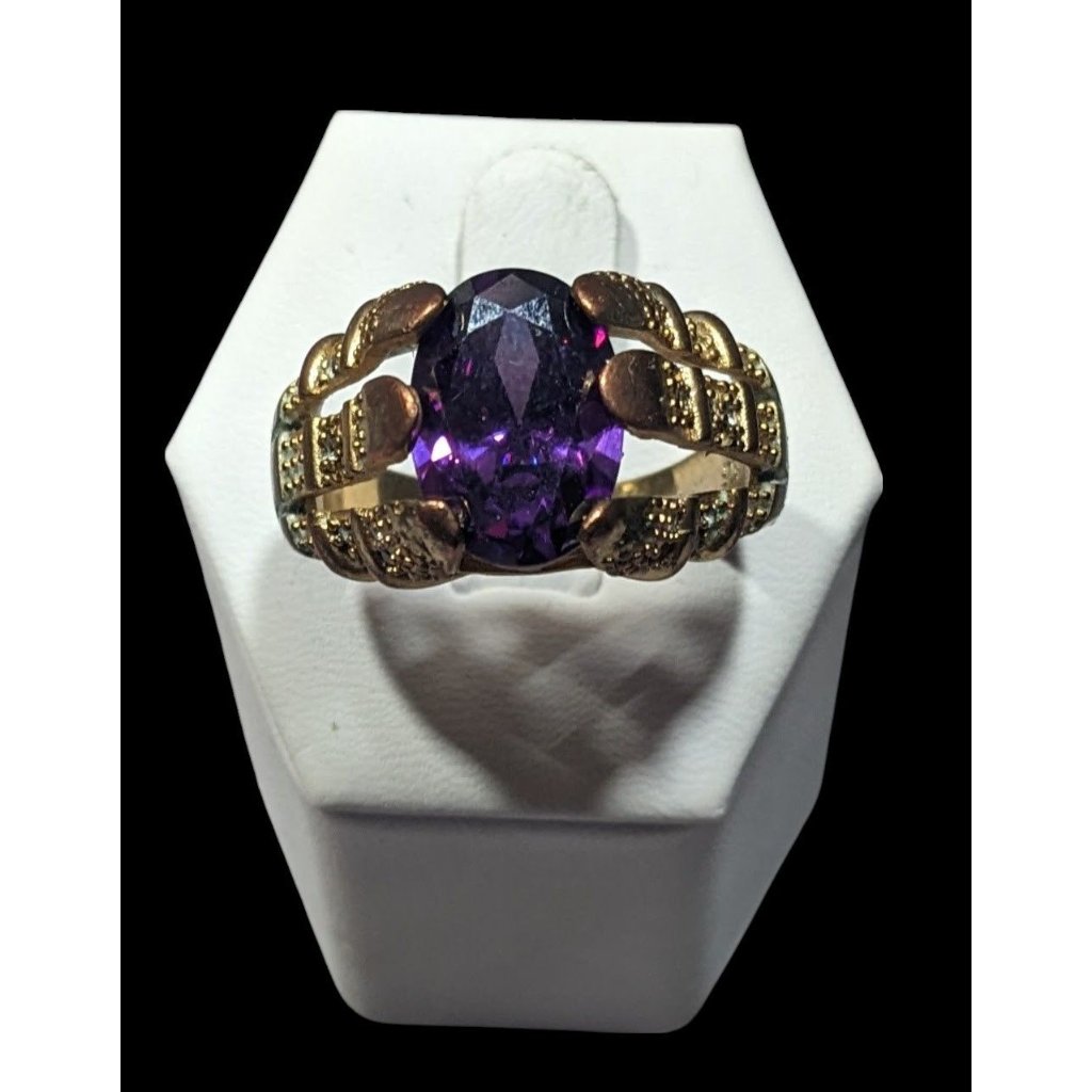 Vintage Regal Men's Ring Marked 18k Gf With Purple Stone Size 12